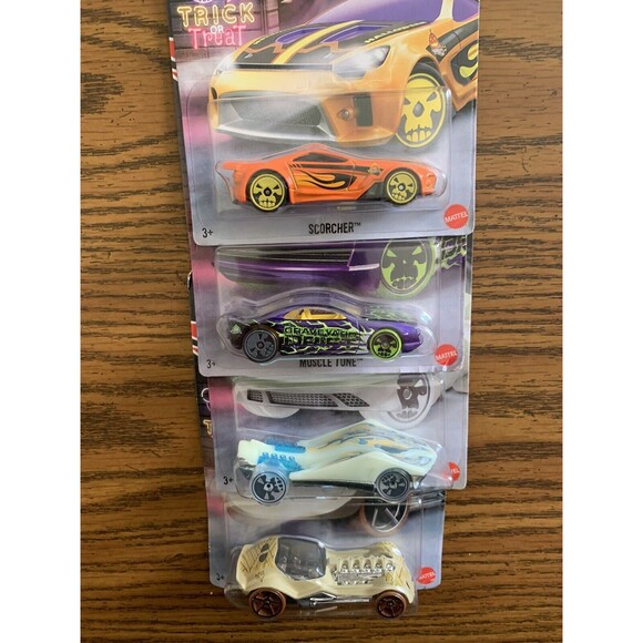 4 NIB Halloween Hot Wheels Cars Super Stinger, Dieselboy, Scorcher, Muscle Tone - Picture 4 of 6